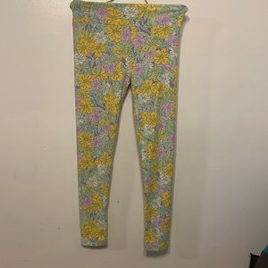 LuLaRoe Flowered Leggings size OS